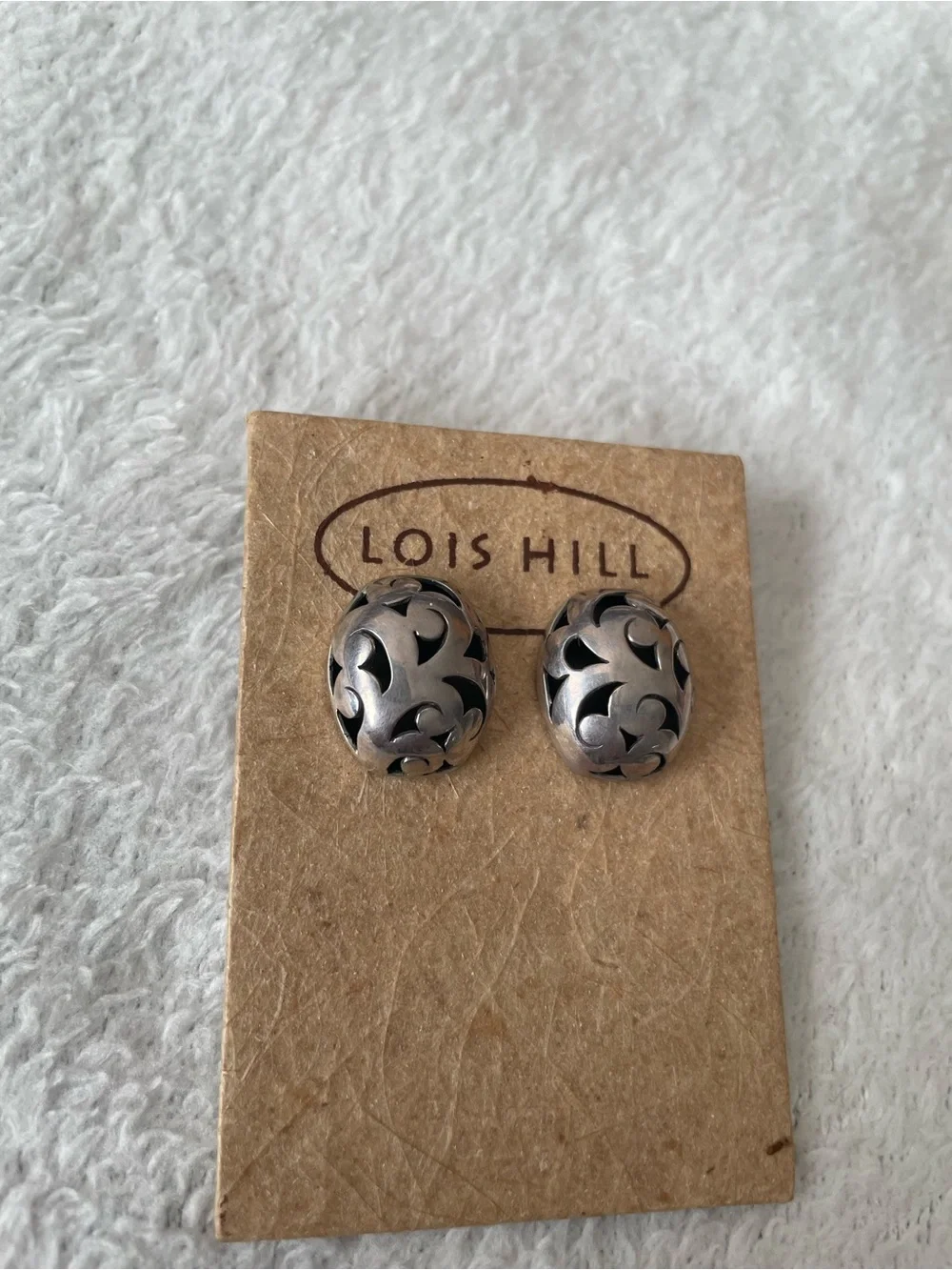 Vintage Lois Hill 925 Sterling Silver Filigree Dome Earrings